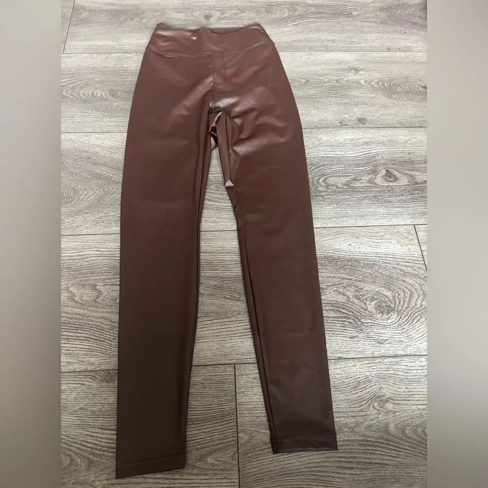 Aerie Brown Faux Leather Leggings
